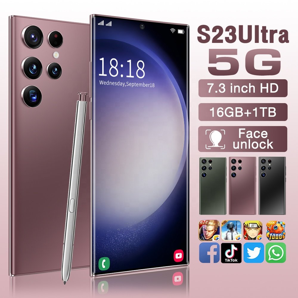 2023 New Version Original S23 Ultra 5g Phone6.8 Inch 12Gb + 512Gb Android 13 Smartphone Dual Sim Ten Core Smart Mobile Phones